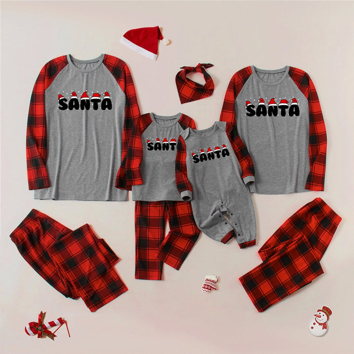 Christmas Print Red Plaid Pajamas Set (With Pet Dog Clothes)