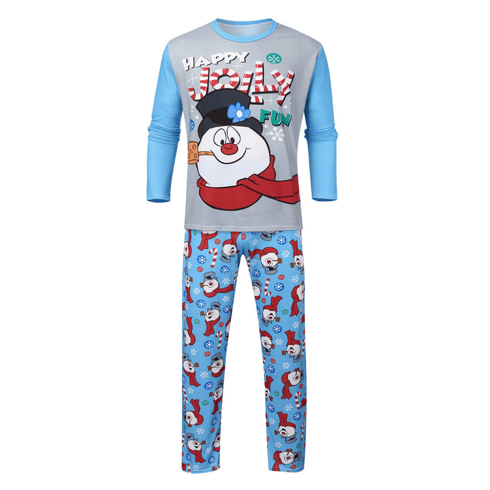 Christmas Snowman Print Parent-child Pajamas Set