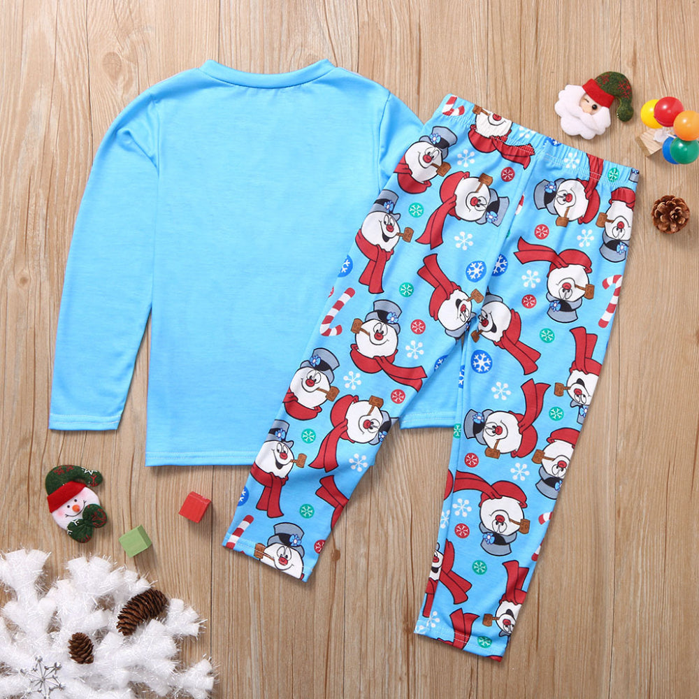 Christmas Snowman Print Parent-child Pajamas Set