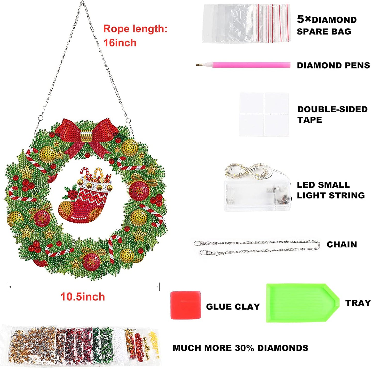 Glow Christmas DIY Diamond Painting-Christmas Garter Wreath