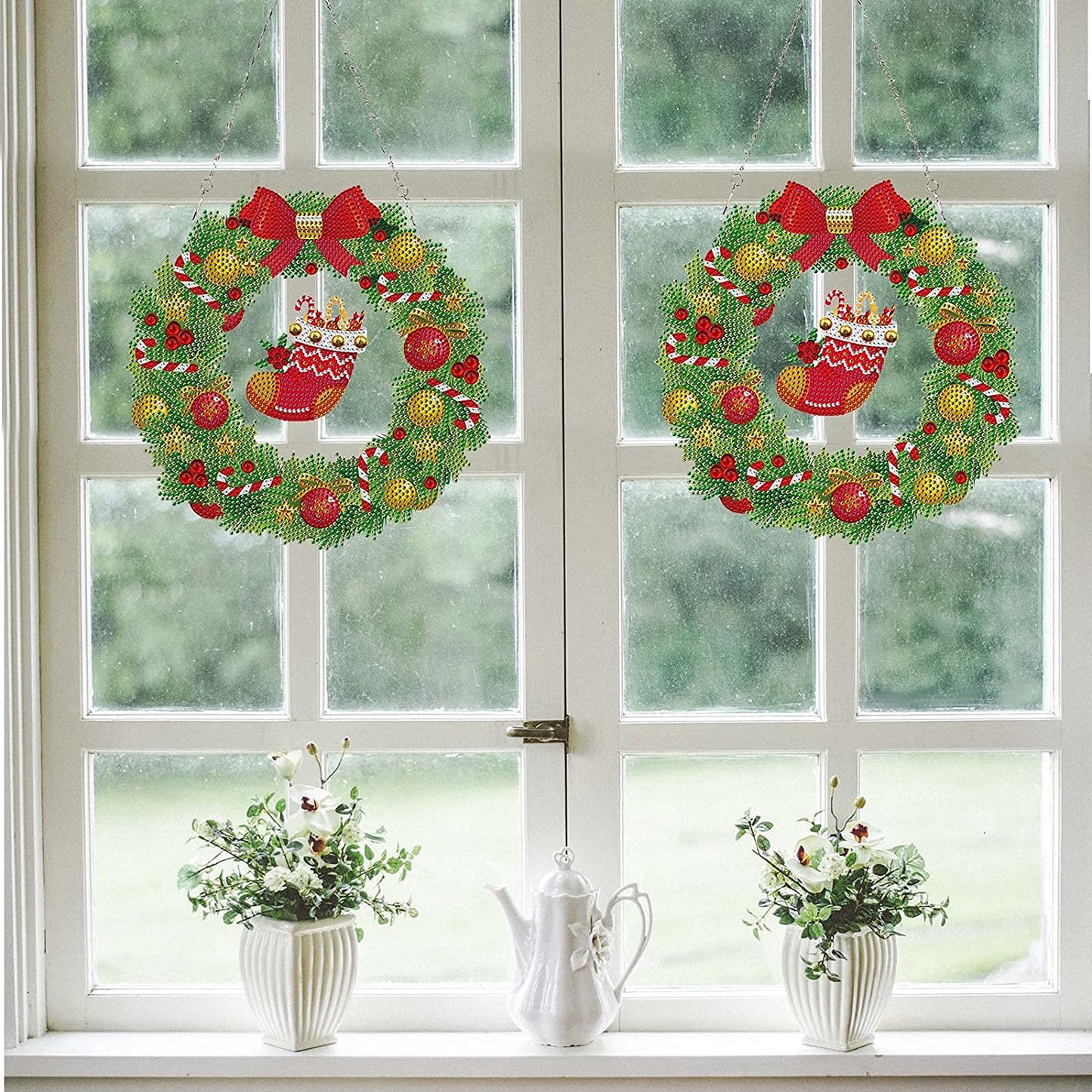 Glow Christmas DIY Diamond Painting-Christmas Garter Wreath