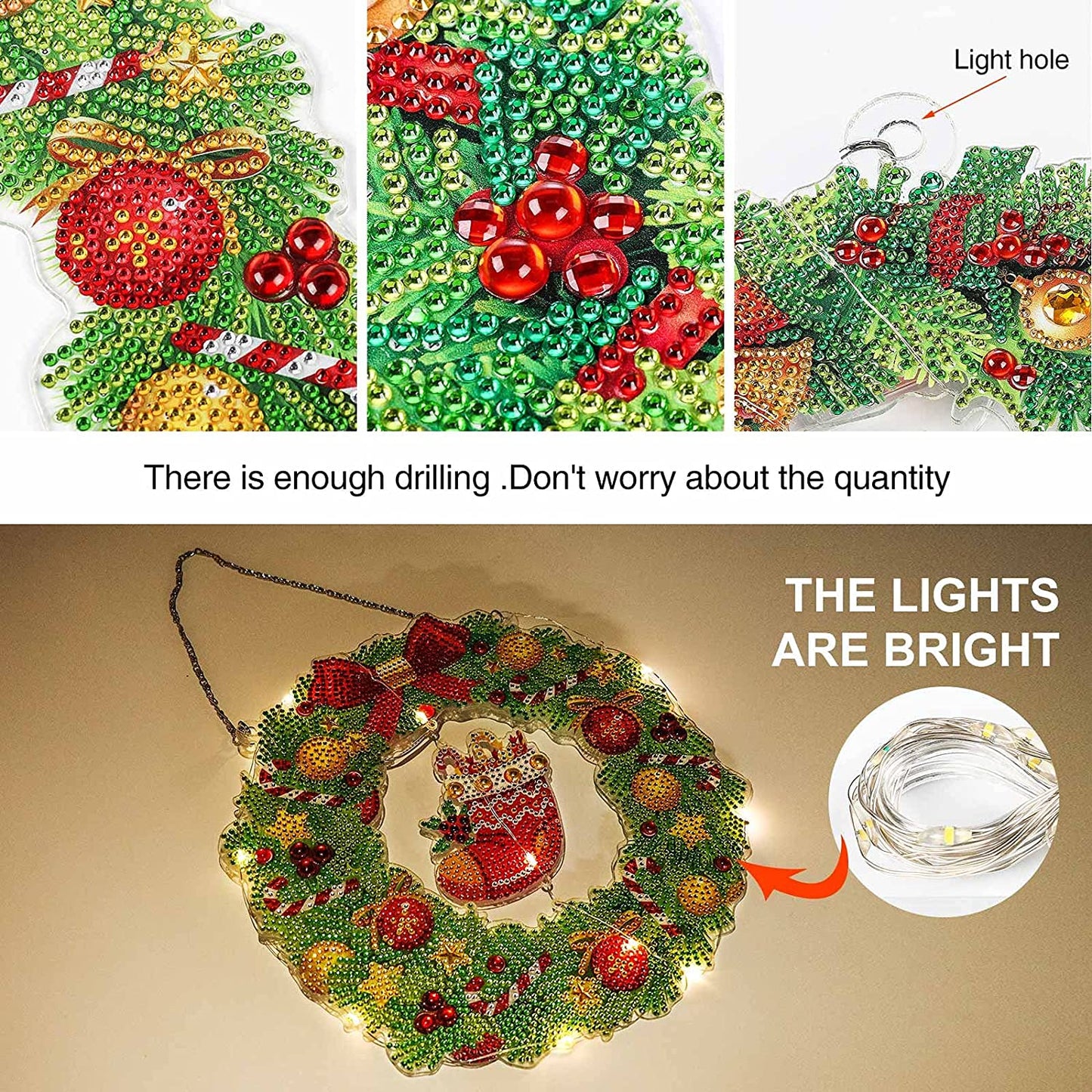 Glow Christmas DIY Diamond Painting-Christmas Garter Wreath