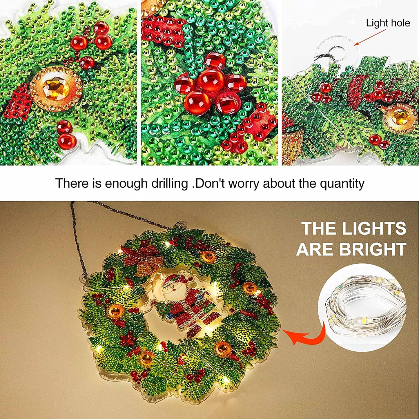 Glow Christmas DIY Diamond Painting-Santa wreaths