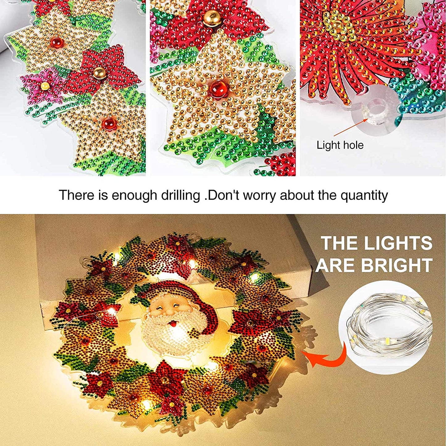 Glow Christmas DIY Diamond Painting-Santa Claus Head