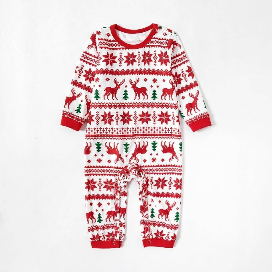 Christmas Reindeer and Snowflake Patterned Family Matching Pajamas Set 