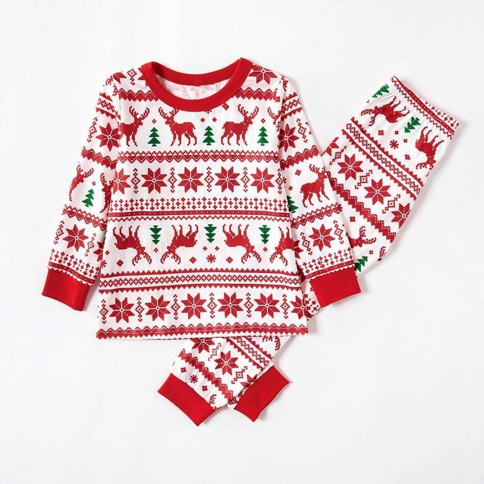 Christmas Reindeer and Snowflake Patterned Family Matching Pajamas Set 