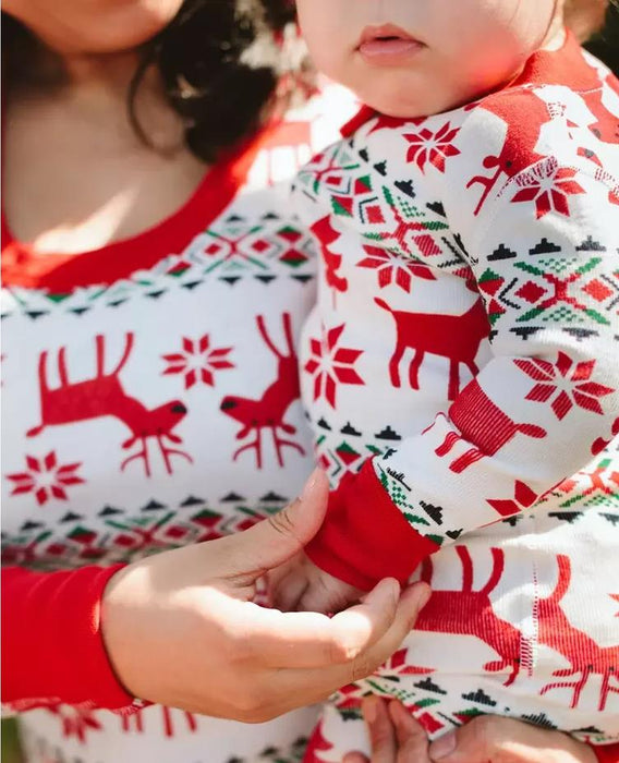 Christmas Reindeer and Snowflake Patterned Family Matching Pajamas Set 