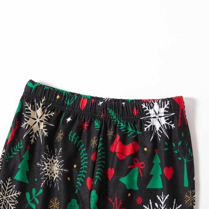 Merry Christmas Snowman Reindeer Print Short sleeve Top and Pants Family Matching Pajamas Set