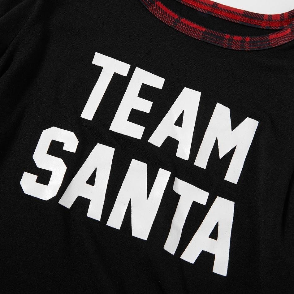 Christmas Team Santa Letter Print Buffalo Plaid Family Matching Pajamas Sets (with Pet Dog Clothes)