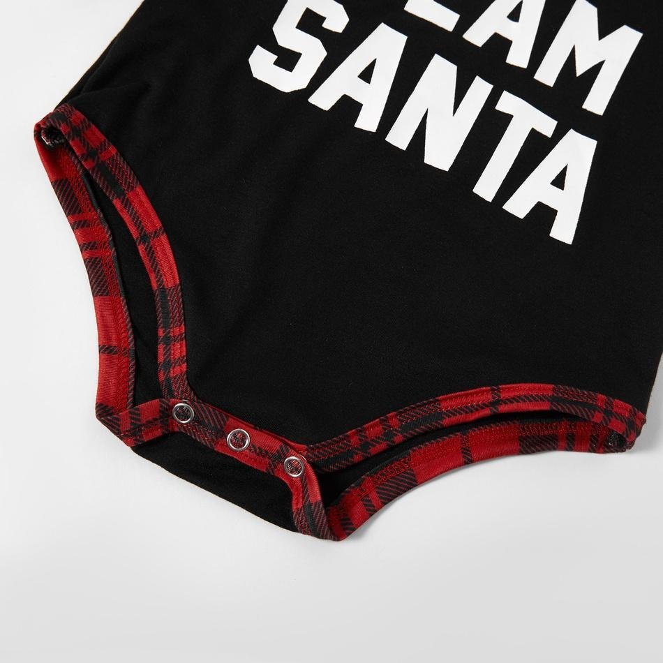 Christmas Team Santa Letter Print Buffalo Plaid Family Matching Pajamas Sets (with Pet Dog Clothes)