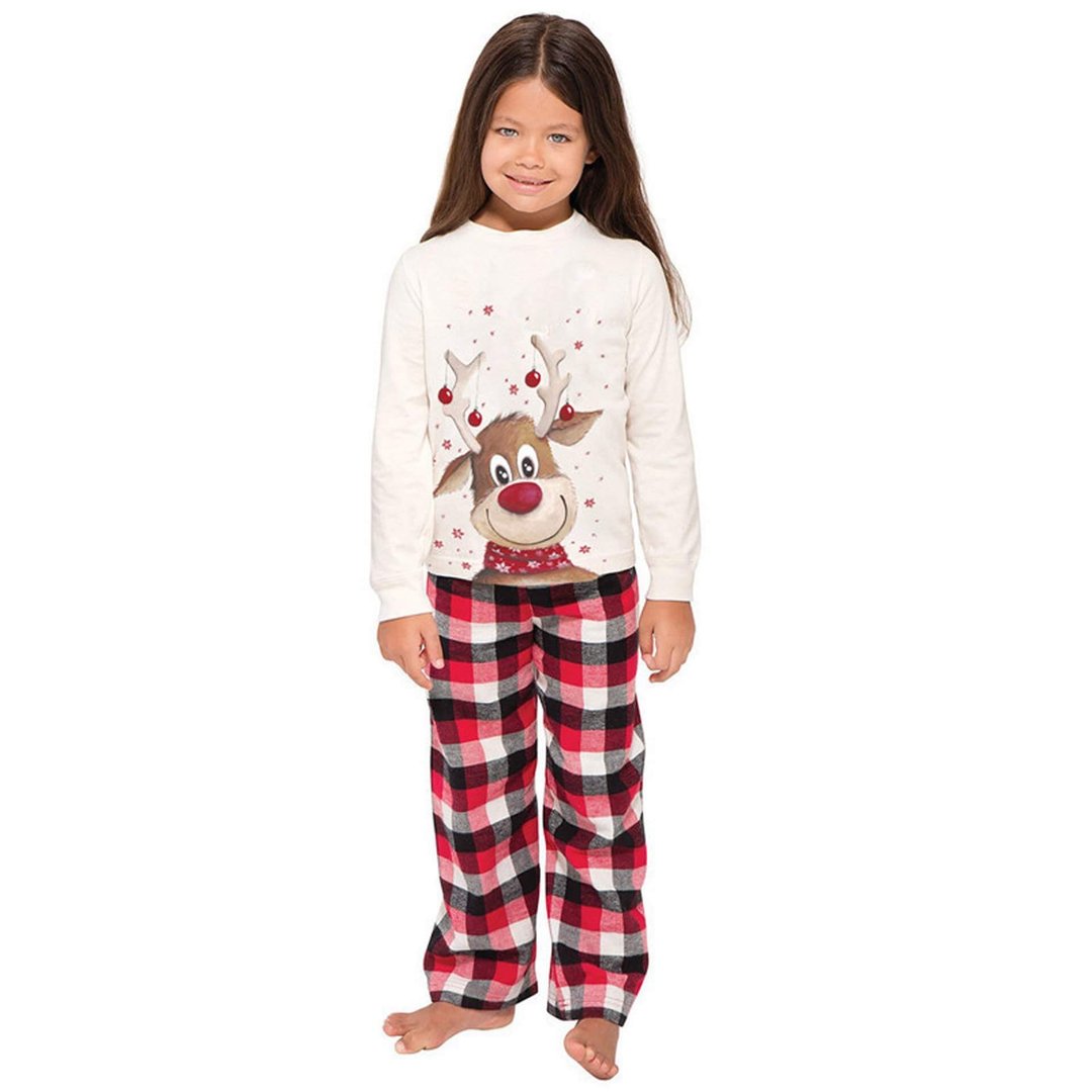 Family Matching Reindeer Buffalo Plaid Pajamas Set