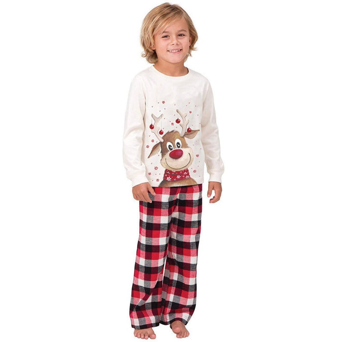 Family Matching Reindeer Buffalo Plaid Pajamas Set