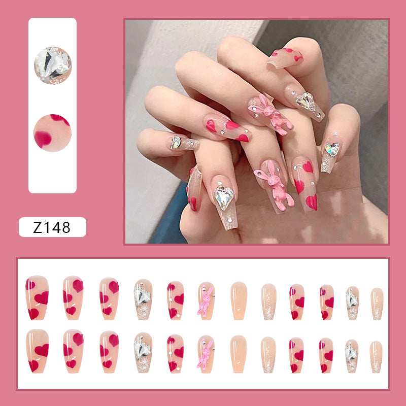 Cute Pink Bunny Long Nail