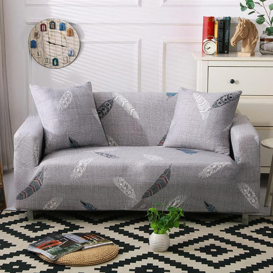 Grey Feather Pattern Magic Sofa Cover